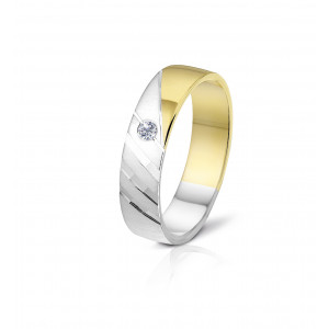 Two-colored wedding ring streaked with Diamond - Angeli Di Bosca