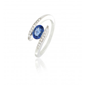 Ring sapphire and diamonds "Etau"- Be Jewels!