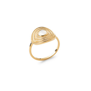 Moonstone ring and yellow gold plated "Luna" - Bijoux Privés Discovery