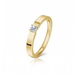 Gold diamond solitaire ring straight line collection - Angeli Di Bosca