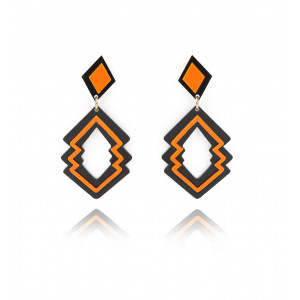 Fancy earrings - orange and black - Collection 2017 - Poli Joias