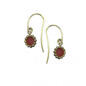 Earrings yellow gold and red coral - BeJewels