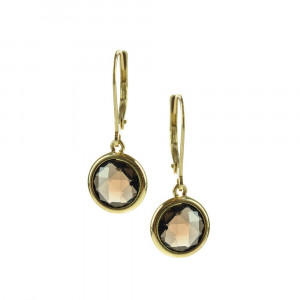 Earrings iellow gold and circle quartz smoked - BeJewels