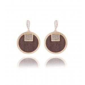 Pendant earrings  "Circle & square" - Poli Joias