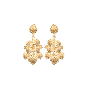Gold-plated leaf pendant earrings "Izaure" - Bijoux Privés Discovery
