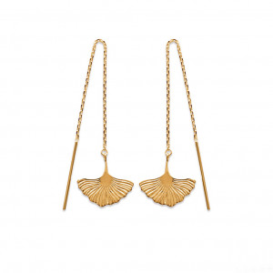 Gold-plated or silver-plated Ginkgo leaf earrings - Bijoux Privés Discovery