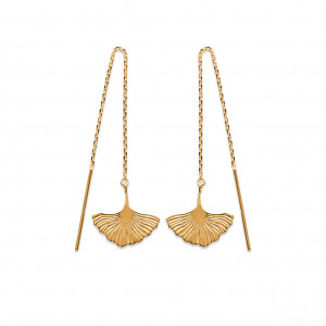 Gold-plated or silver-plated Ginkgo leaf earrings - Bijoux Privés Discovery