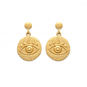 Gold plated earrings or silver Inca eye - Bijoux Privés Discovery