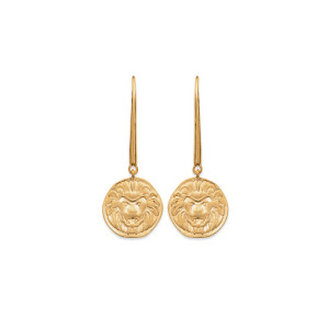 Yellow gold-plated pendant earrings LION - Bijoux Privés Discovery