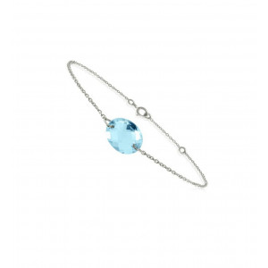 Chain bracelet white gold with blue Topaz - BeJewels