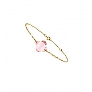 Chain bracelet in yellow gold and pink quartz - BeJewels