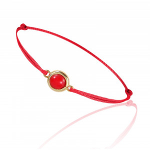 Red cord bracelet with a coral stone - Be Jewels!