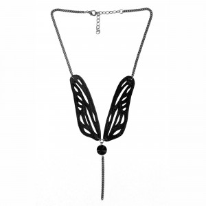 Wing necklace leather and pearl - Sev Sevad