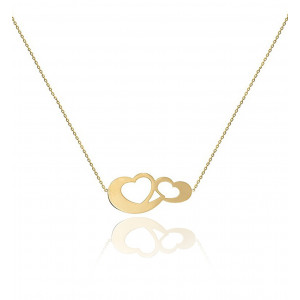 Necklace chain motif 2 hearts bound 18K gold - Be Jewels!