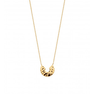 Yellow gold plated hammered necklace "Luna" - Bijoux Privés Discovery