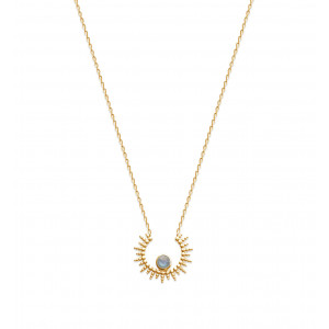 Necklace gold plated or silver "Sunshine" with Labradorite stone - Bijoux Privés Discovery