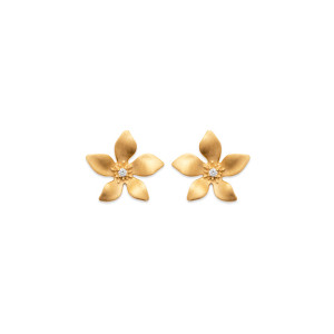 Gold plated flower stud earrings "Garance" - Bijoux Privés Discovery