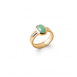 Gold plated and aventurine ring "Andrea" - Bijoux Privés Discovery