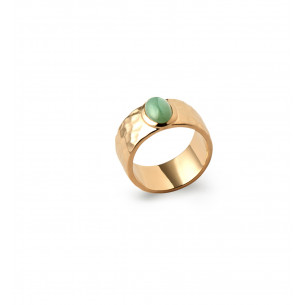 Hammered gold and aventurine ring "Victoria" - Bijoux Privés Discovery