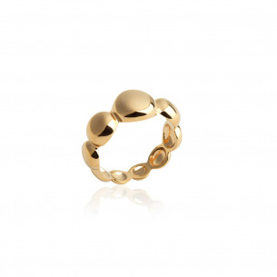 Yellow gold plated beaded ring TIPHANIE - Bijoux Privés Discovery