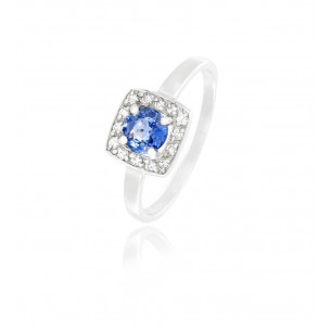 Round square sapphire and diamond ring- Be Jewels! 