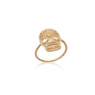 Gold plated ring skull - Bijoux Privés Discovery