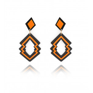 Fancy earrings - orange and black - Collection 2017 - Poli Joias 
