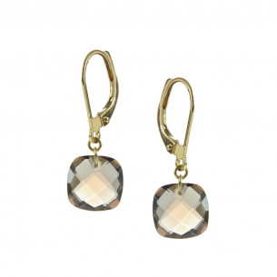 Earrings yellow gold and quartz smoked - BeJewels
