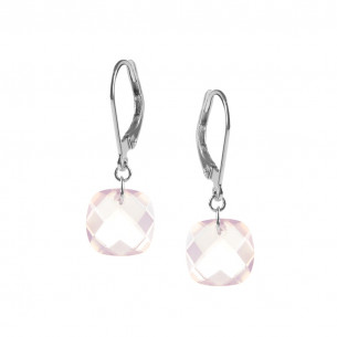 Earrings white gold 18 carats and pink quartz - BeJewels