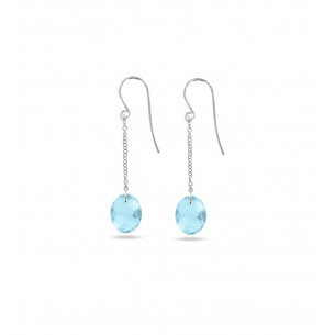 Earrings white gold and blue topaze - BeJewels