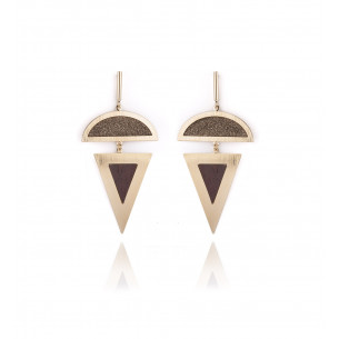 Pendant earrings in half-moon and triangle - Poli Joias