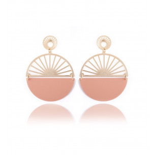 Pendant earrings in pink half-moon - Poli Joias