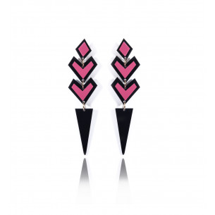 Pendant earrings with black triangle - Poli Joias