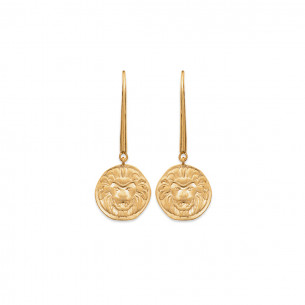 Yellow gold-plated pendant earrings LION - Bijoux Privés Discovery