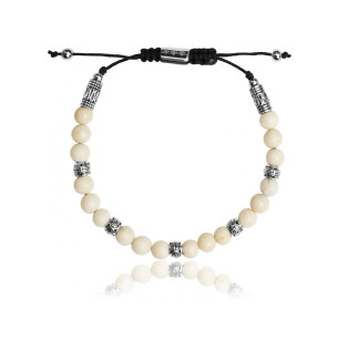 Natural stones jasper white men's bracelet - Lauren Steven