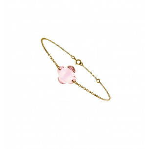 Chain bracelet in yellow gold and pink quartz - BeJewels