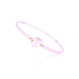 Bracelet with pink quartz and pink cord - Be Jewels
