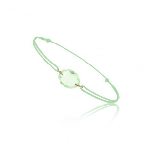 Green Cord Bracelet with Oval Green Quartz - Be Jewels!