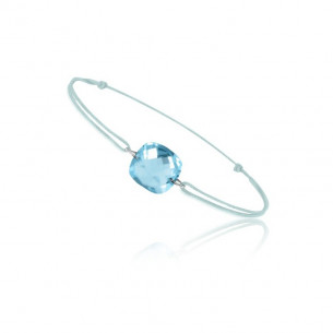 Blue cord bracelet with blue topaze - BeJewels