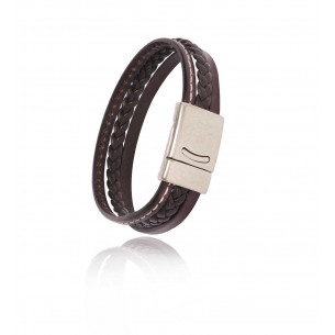 Men's leather bracelet elitic cuff - Magnum