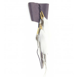 Cuff bracelet in violet leather - Ruby Feathers