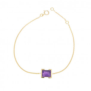 Amethyst and gold chain bracelet - Be Jewels!