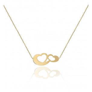 Necklace chain motif 2 hearts bound 18K gold - Be Jewels!