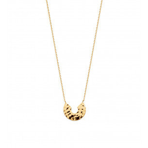 Yellow gold plated hammered necklace "Luna" - Bijoux Privés Discovery