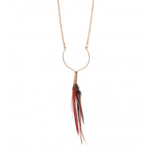 Feather necklace red and black - Ruby Feathers