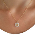 ONEKISS - Médaille Ange 14mm, Nacre et Or Jaune 18k 0,3g