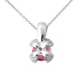 Pendentif Saphir Rose 0,88ct et Pavage Diamants 0,18ct - Or Blanc 18K