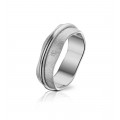 Brushed wedding ring gold and half eternity polished and diamond - Angeli Di Bosca