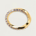 CAVALIER yellow gold plated ring and lavender colored stones - PD Paola