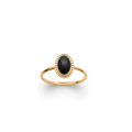 Yellow gold plated and black agate ring - Bijoux Privés Discovery